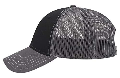 OTTO 6 Panel Low Profile Contrast Vertical Mesh Back Cap - color: Ch.gry/Blk/Ch.gry