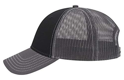 OTTO 6 Panel Low Profile Contrast Vertical Mesh Back Cap - color: Ch.gry/Blk/Ch.gry