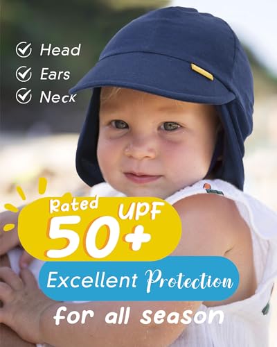 FURTALK Baby Sun Hat UPF 50+ UV Ray Sun Protection Cotton Toddler Hats for Boys Girls - color: Navy, size: 6-24 Months