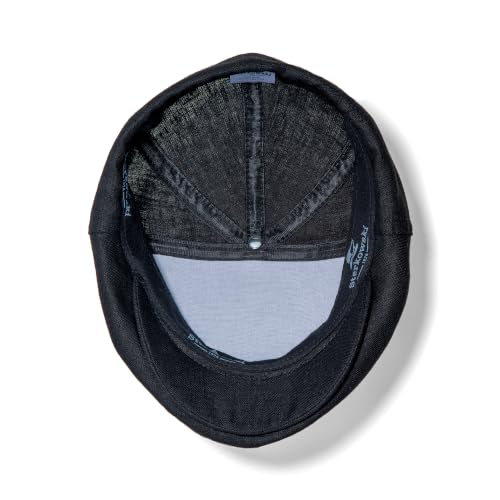 Sterkowski Swede Cap | 100% Linen Flat Cap For Men and Women | Super Airy 5 Panels Summer Cap without Lining - color: Black, size: 7 1/8