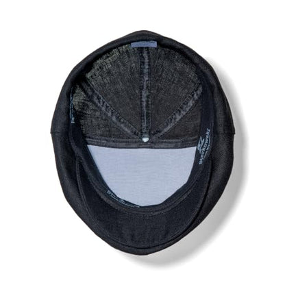 Sterkowski Swede Cap | 100% Linen Flat Cap For Men and Women | Super Airy 5 Panels Summer Cap without Lining - color: Black, size: 7 1/2