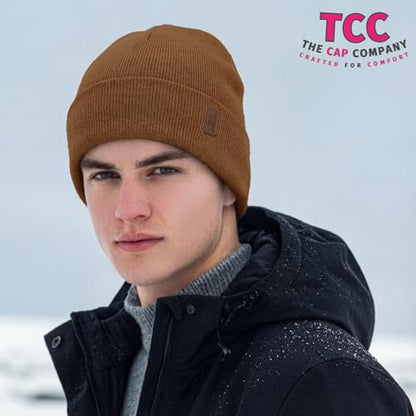 Beanie for Men Women | Cuffed Thick Soft Knitted Unisex Winter Hat Beanies Skull Cap - color: A03- Brown