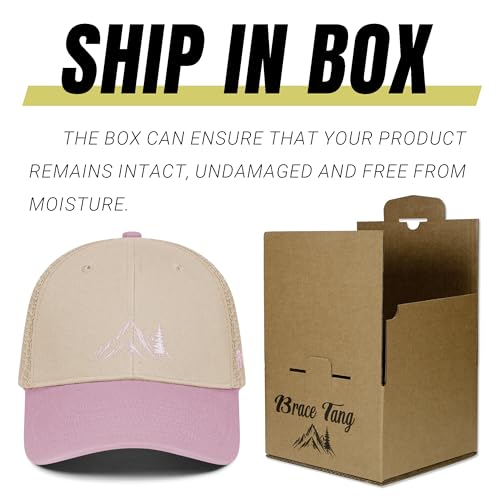 Mountain & Tree Outdoor Trucker Hat for Men Women, Embroidery Gift Baseball Cap for Hiking & Camping - color: 07.pink-beige, size: Small
