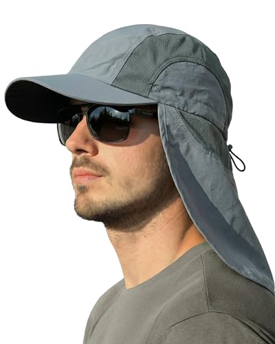 Mens Sun Hat with Breathable Mesh Sun Hats for Men Fishing Hat - color: Gray-blue