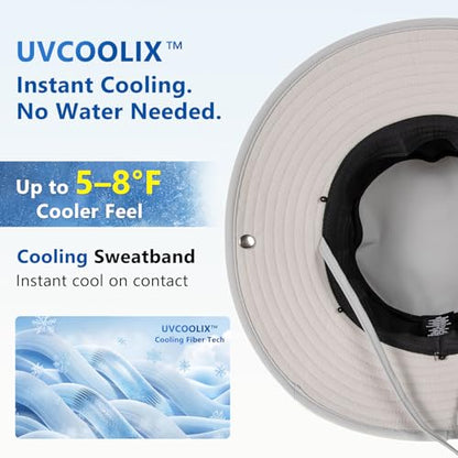 Unisex UVCoolix™ Cooling Sun Hat with Detachable Neck Flap - color: Grey, size: Medium-Large