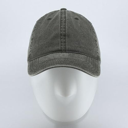 Plain Washed Cotton Adjustable 6 Panel Dad Hat Baseball Cap - color: Dark Olive Green