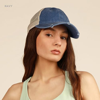 CHOK.LIDS Washed Trucker Hat Unstructured Distressed Pigment Dyed Cap - color: (Khaki)