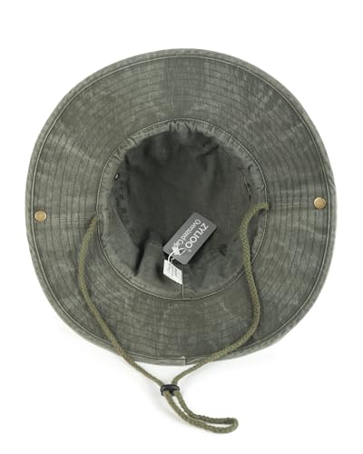 Zylioo XXL Boonie Hat for Big Heads, Wide Brim Sun Hat with Chin Strap - color: Army Green, size: X-Large-XX-Large
