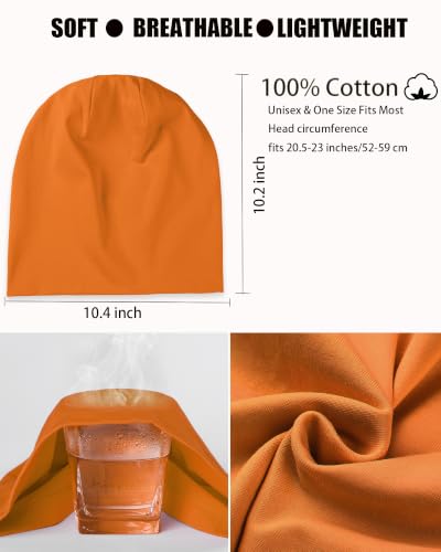 100% T-Shirt Cotton Slouchy Beanie Women Men,Lightweight Chemo Hat - color: Brown(2-layer)