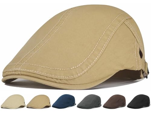 Initlove Mens Newsboy Cap Cotton Ivy Hat Beret Hats for Driving - color: Khaki