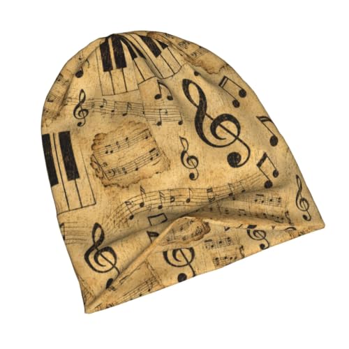 Beanie Hat for Men Women Slouchy Beanie Skull Sleep Cap Soft Lightweight Chemo Hat Stretch Cancer Headwear - color: Musical Notes