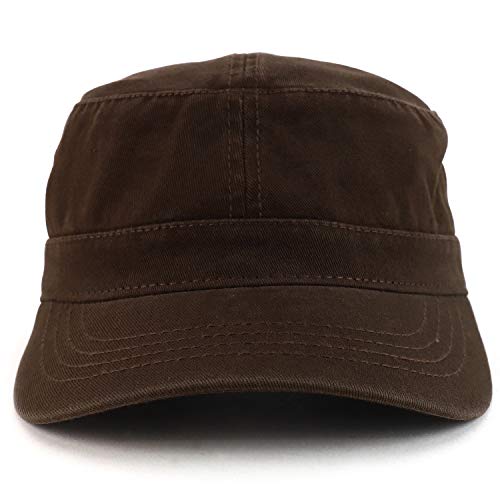 Trendy Apparel Shop Cotton Army Cap Military Flat Top Adjustable Baseball Cap - color: Brown