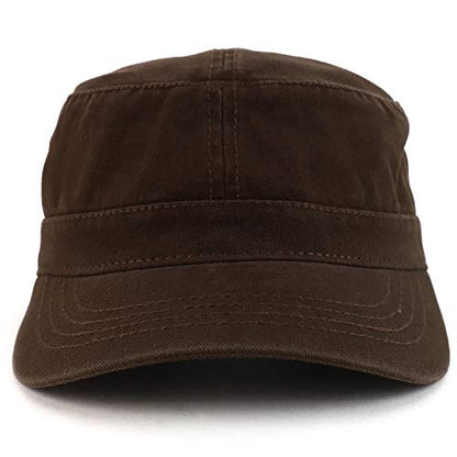 Trendy Apparel Shop Cotton Army Cap Military Flat Top Adjustable Baseball Cap - color: Brown