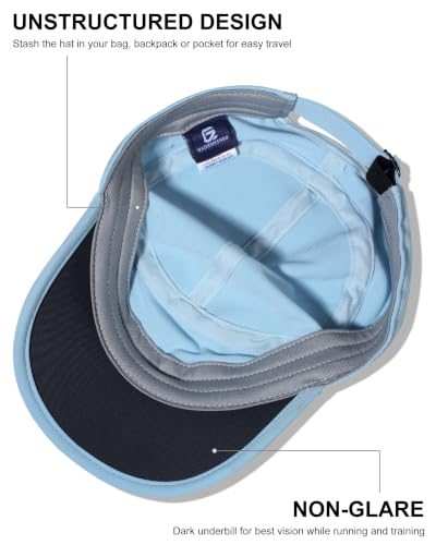 GADIEMKENSD Stretch Army Cap Cadet Military Hats Flat Top Baseball Cap Short Bill Breathable - color: Light Blue