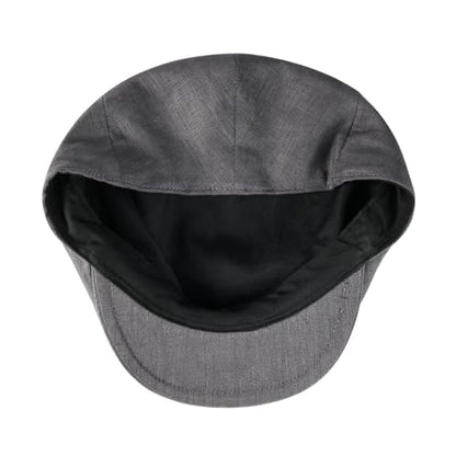 BOTVELA Men Linen Flat Ivy Newsboy Hat - color: Plain Grey, size: 7 5/8-7 3/4
