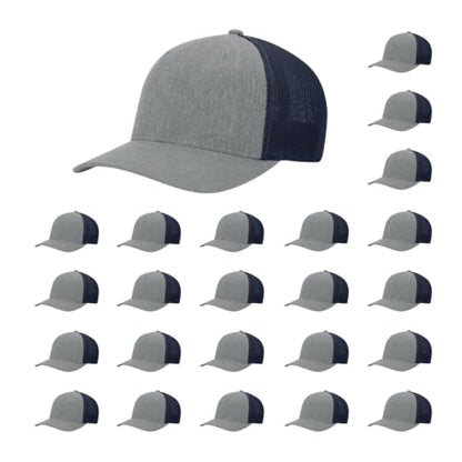 Richardson 110 Trucker R-Flex Baseball Cap| Fitted Mesh Back Hat - color: Heather/Navy, size: Small-Medium