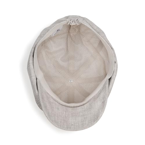 Sterkowski Model Rowdy | 100% Linen Newsboy Cap for Men and Women | Airy 8 Panel Paperboy Cap - color: Beige, size: 7 3/4