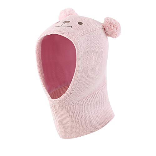 Baby Toddler Kids Winter Hats Warm Windproof Knit Scarf Hood Fleece Hat - color: Pink, size: 2-6 Years