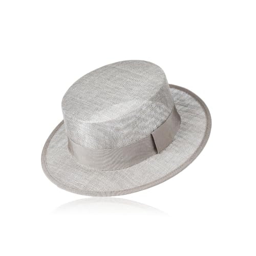 2026 Luxury Handmade Boater Hat, Lightweight Breathable Flax Yarn Summer Hat for Cruise Vacation Photo Essential. - color: Gray