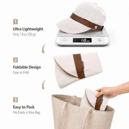 UPF 50+ Foldable Packable Wide Brim Sun Hat for Women with Ponytail Hole - color: Beige-brown