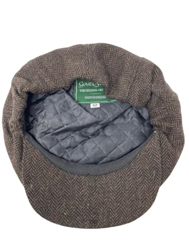 Traditional Men's Irish Flat Cap, 100% Wool Tweed, Made in Ireland - color: Dark Brown, size: Small