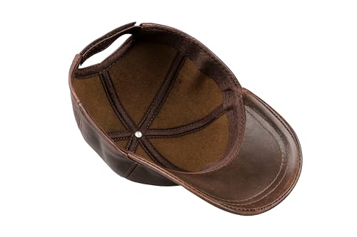 Genuine Leather Unisex Baseball Cap - color: Dark Brown