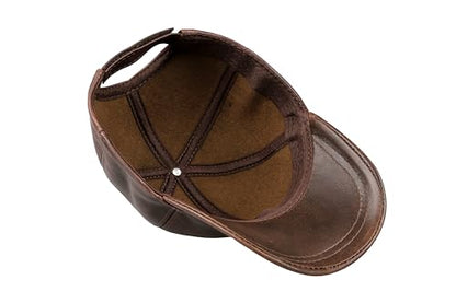 Genuine Leather Unisex Baseball Cap - color: Dark Brown