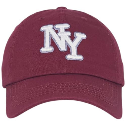NY 3D Embroidered Dad Hat - New York Baseball Cap - color: Burgundy - White