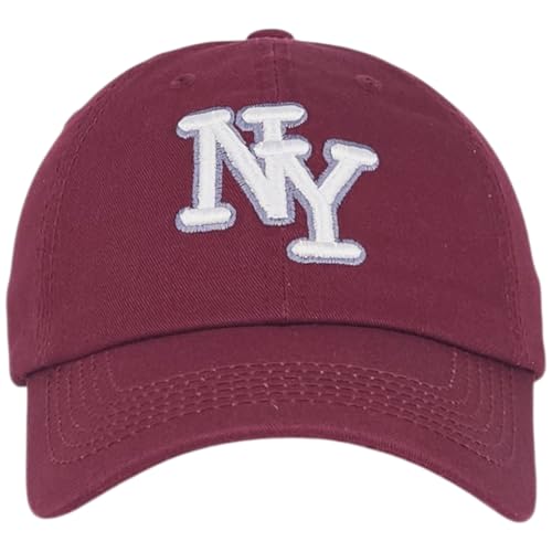 NY 3D Embroidered Dad Hat - New York Baseball Cap - color: Burgundy - White