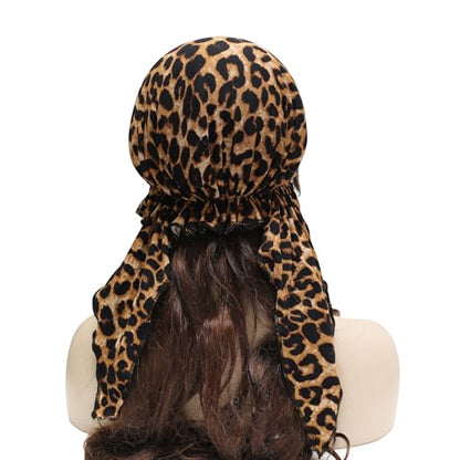 ZLYC Chemo Headwear for Women Brim Visor Head Scarf Pre Tied Headwraps Lightweight Skull Cap - color: Leopard Brown