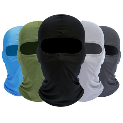 ROXUN Balaclava Ski Mask, 5 Pack Neck Gaiter Motorcycle Summer Cooling - color: Black+dark Gray+light Gray+army Green+light Blue