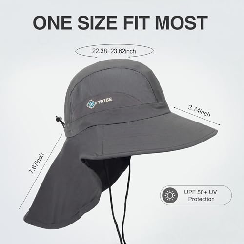HH HOFNEN Sun Hat Foldable Wide Brim UPF 50+ Hat Fishing Hat for Man Women - color: Gray