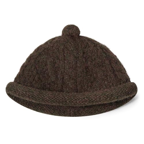 Croogo Brimless Hats Winter Watch Cap No Visor Knit Beanie Sailor Fisherman Docker Cap - color: Browngreen