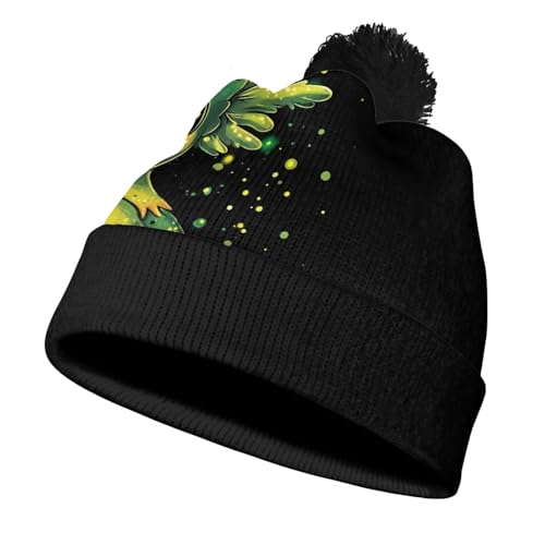 Girls Boys Winter Warm Knit Beanie Pompom Elasticity Slouchy Hat Skull Caps for Childrens - color: Black Black Axolotl