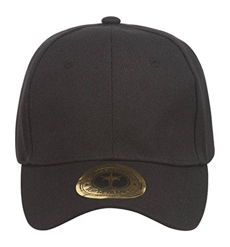 TOP HEADWEAR Adjustable Baseball Structured Cap Hat - color: Black