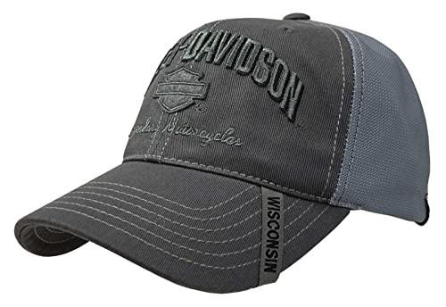 Harley-Davidson Men's Baseball Cap, H-D Bar & Shield Mesh Hat w/Distrssed Bill Black