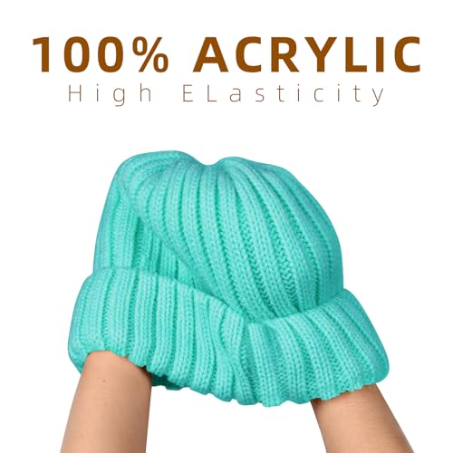 ZOORON 1&2 Winter Beanie for Women Soft Warm Slouchy Knit Hat Ski Stocking Cuffed Cap - color: Lake Blue