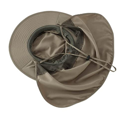Home Prefer UPF50 Mens Sun Hat with Neck Flap Quick Dry UV Protection Cap Womens Wide Brim Fishing Hat Neck Flap Beach Garden - color: Light Green