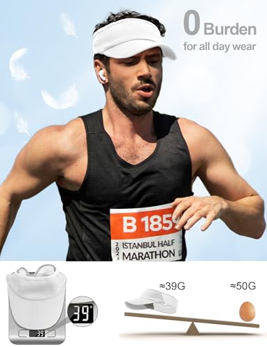 vidsel Sport Sun-Visor Hat Men Women, Summer UV Protection Stretchy Visor - color: White