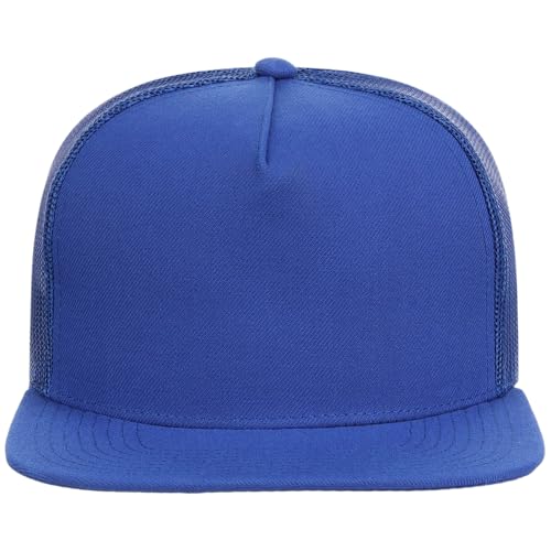Lids Blank Essential 5-Panel Trucker Adjustable Snapback Hat - color: Royal Blue