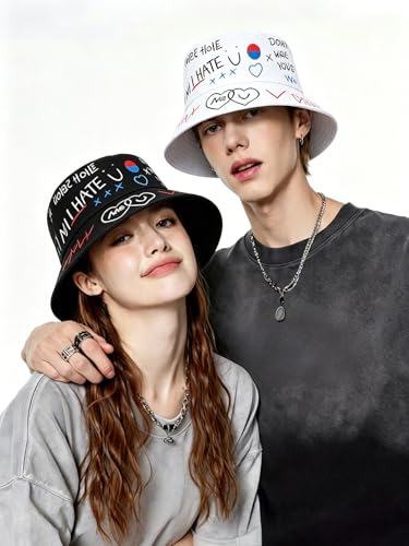 Packable Reversible Printed Bucket Hat Unisex for Men Women Beach Fisherman Cap - color: White-3