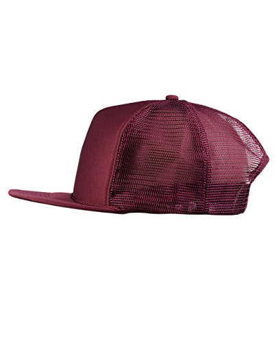 NYFASHION101 Plain Mesh Trucker Hat - Breathable 6-Panel Daily Snapback Cap, Customizable Ideal for DIY Embroidery & Patches - color: Maroon
