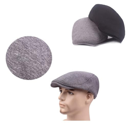 PHEZEN Men Cotton Flat Cap Ivy Gatsby Newsboy Hat Summer Driving Scally Cap Beret - color: Beige