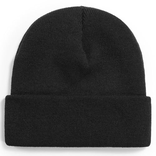 ZOORON Beanie for Men Women Warm Winter Hat Unisex Soft Knit Cuffed Beanie - color: Black