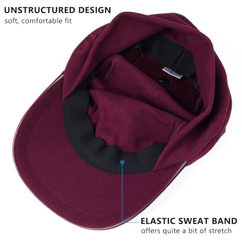 GADIEMKENSD Women's Winter Reflective Fleece Ponytail Hat with Drop Down Ear Warmer - color: Wine Red, size: 7 1/8-7 5/8