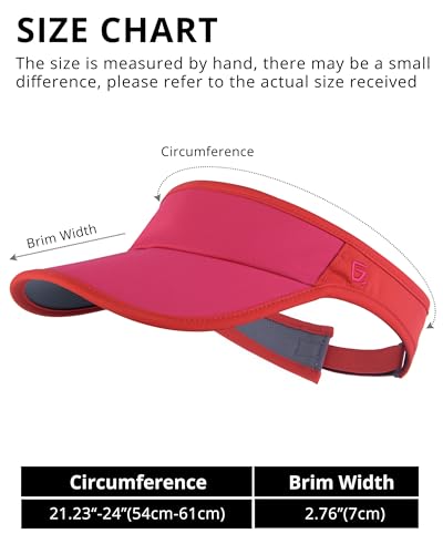 GADIEMKENSD Foldable Sun Visor Hat UPF 50+ Lightweight Adjustable - color: Rose Red