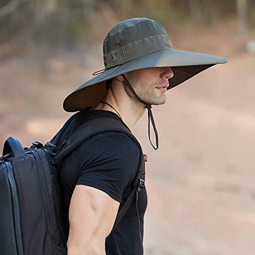 Leotruny Super Wide Brim Bucket Hat UPF50+ Waterproof Sun Hat for Fishing - color: Army Green