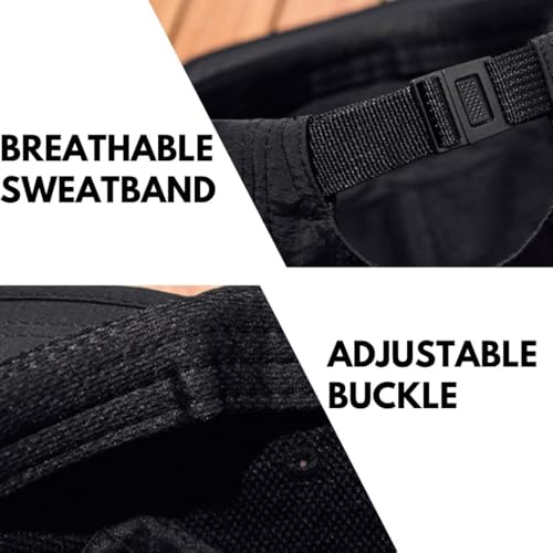5 Panel Running Hat Waterproof Nylon Sun Hat Quick Dry Plain Baseball Cap for Men Women - color: Black