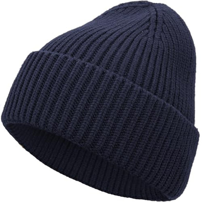 Seamless Beanie Hat for Men Women Wool Fisherman Beanies Winter Hats - color: Navy Bue