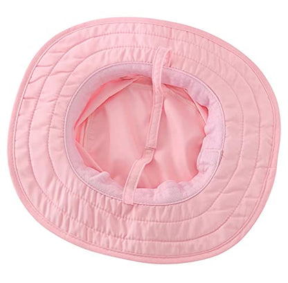 Connectyle Kids Sun Hat for Boys Girls Wide Brim Bucket Hat UPF 50+ Sun Protection Hat Breathable Summer Beach Hat - color: Pink